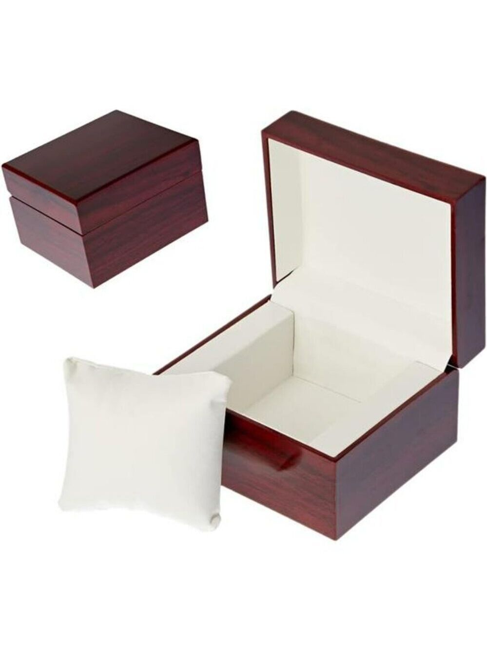 Wood Watch Box Display Case with Pillow Jewelry Storage Gift Holder Unisex
